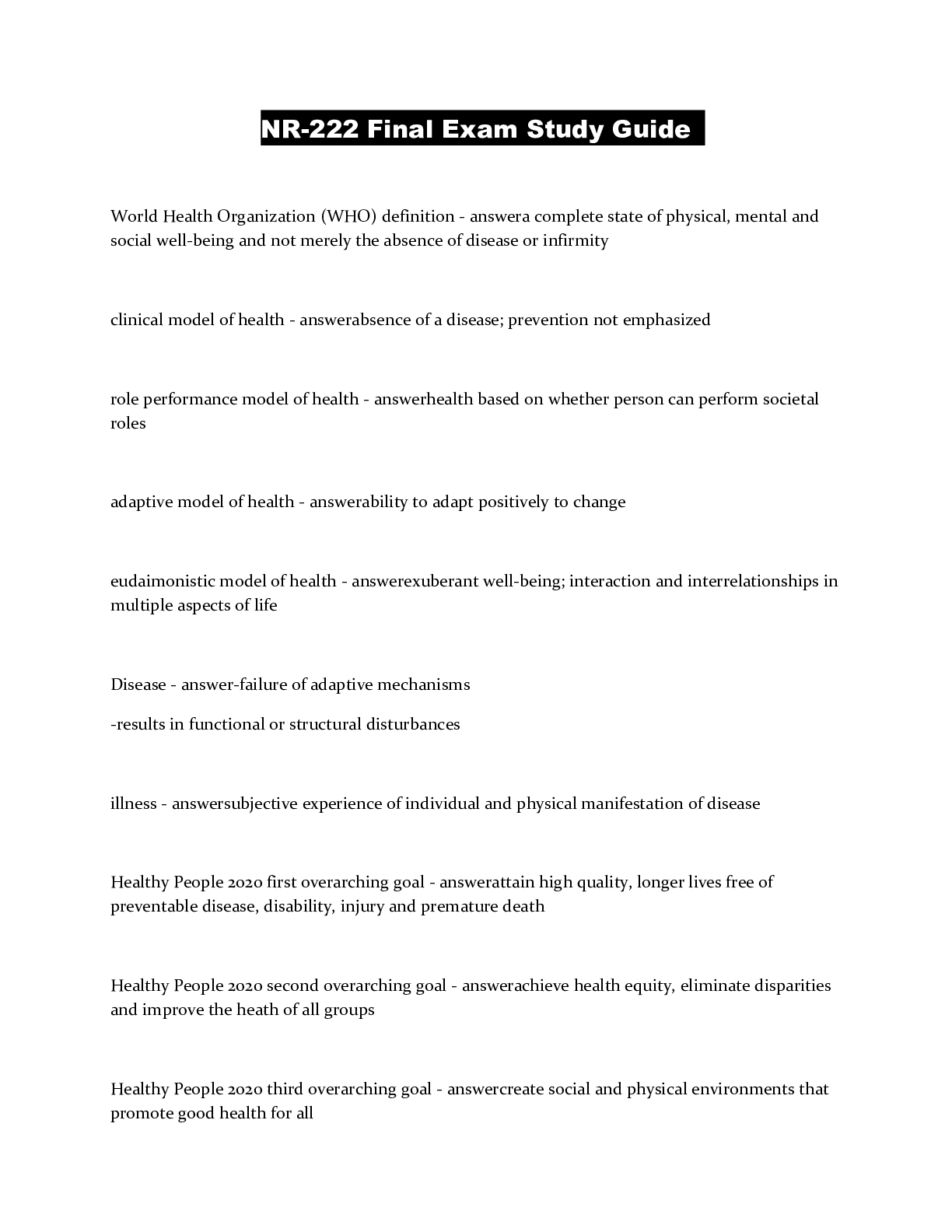 Preview image of NR-222 Final Exam Study Guide document